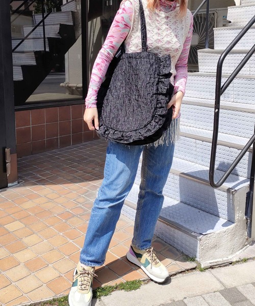 Casselini（キャセリーニ）の「Casselini(キャセリーニ)ラウンドフリルバッグ（トートバッグ・レディース・ブラック/ラベンダー/イエロー/チェック/ホワイト・FREE）」の15枚目の写真