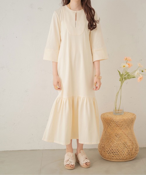 Ambre Neige(アンブルネージュ)の「カットマーメイドワンピース/【WEB/EC限定商品】(ワンピース・レディース・アイボリー/ダークブラウン・FREE)」の4枚目の写真