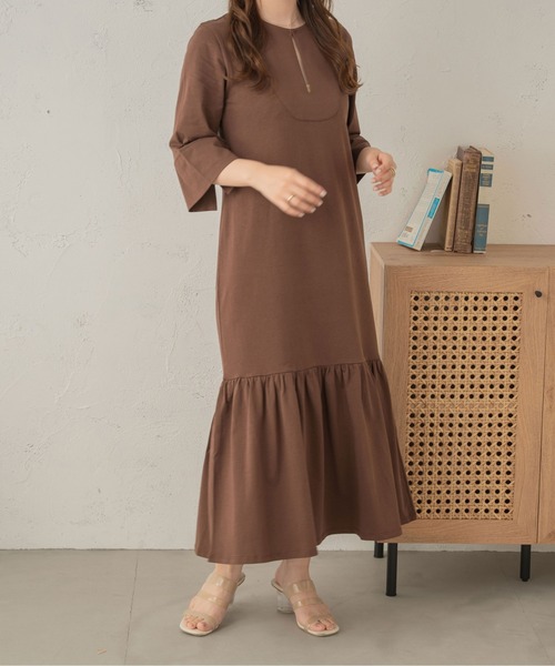 Ambre Neige(アンブルネージュ)の「カットマーメイドワンピース/【WEB/EC限定商品】(ワンピース・レディース・アイボリー/ダークブラウン・FREE)」の7枚目の写真