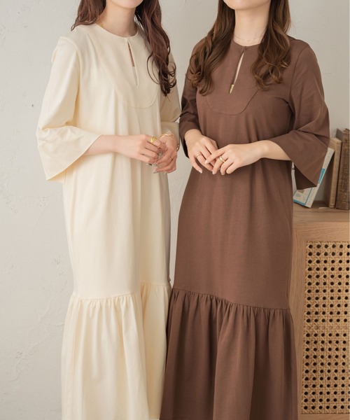 Ambre Neige(アンブルネージュ)の「カットマーメイドワンピース/【WEB/EC限定商品】(ワンピース・レディース・アイボリー/ダークブラウン・FREE)」の9枚目の写真