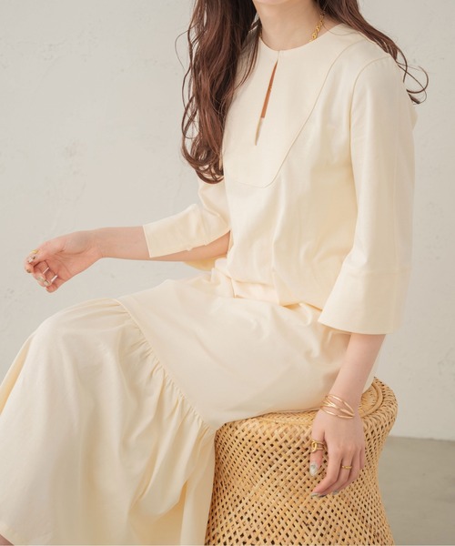 Ambre Neige(アンブルネージュ)の「カットマーメイドワンピース/【WEB/EC限定商品】(ワンピース・レディース・アイボリー/ダークブラウン・FREE)」の5枚目の写真