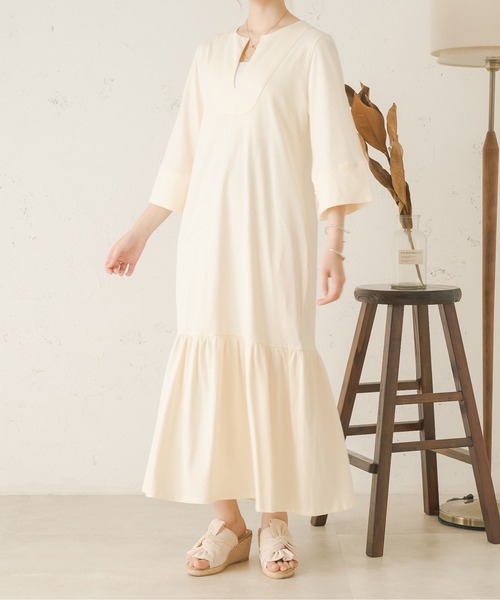 Ambre Neige(アンブルネージュ)の「カットマーメイドワンピース/【WEB/EC限定商品】(ワンピース・レディース・アイボリー/ダークブラウン・FREE)」の12枚目の写真