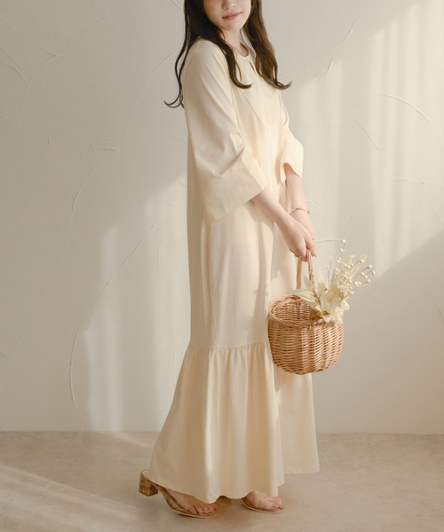 Ambre Neige(アンブルネージュ)の「カットマーメイドワンピース/【WEB/EC限定商品】(ワンピース・レディース・アイボリー/ダークブラウン・FREE)」の19枚目の写真