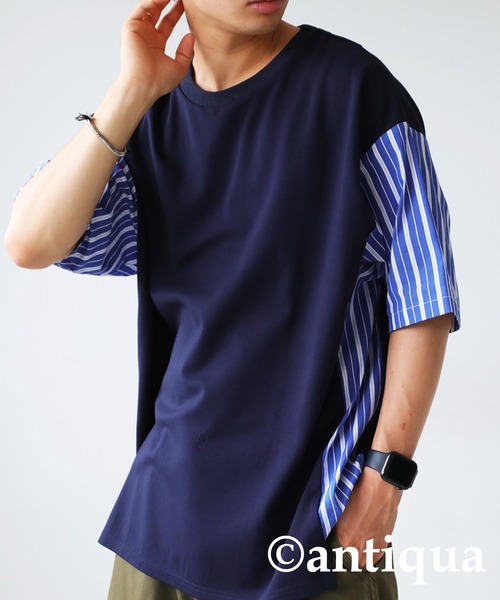 antiqua(アンティカ)の「ストライプスイッチングTシャツ(Tシャツ/カットソー・レディース・ホワイト/ブラック/ネイビー・FREE)」の16枚目の写真