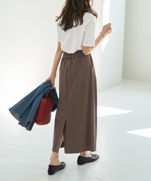 STYLE DELI(スタイルデリ)の「綿ストレッチAラインベイカースカート(スカート・レディース・ブラウン系/グリーン系・01/02)」の3枚目の写真