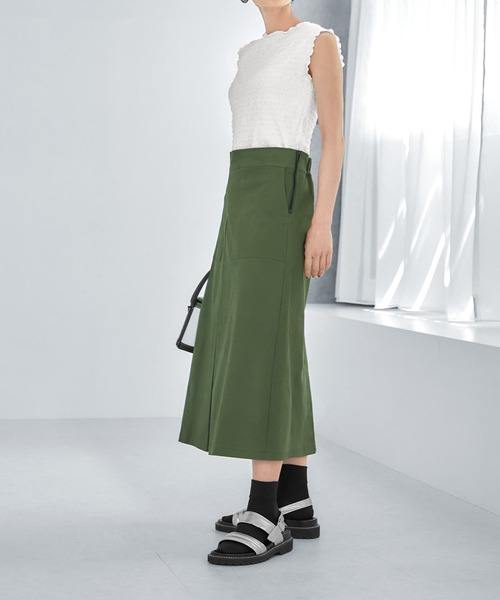 STYLE DELI(スタイルデリ)の「綿ストレッチAラインベイカースカート(スカート・レディース・ブラウン系/グリーン系・01/02)」の11枚目の写真
