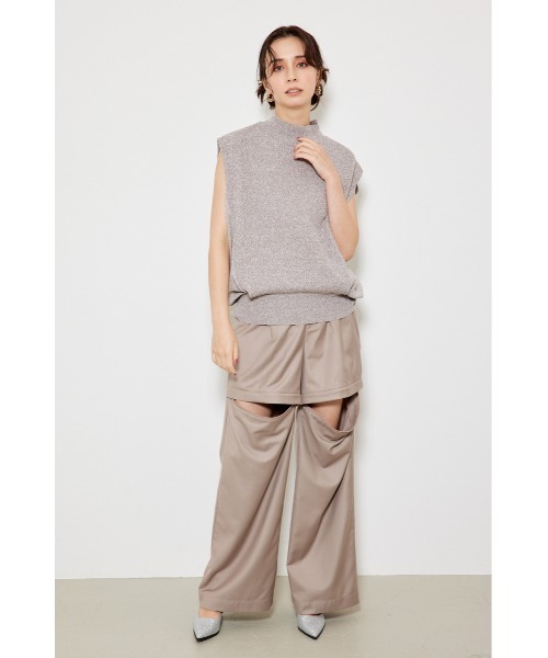 rienda（リエンダ）の「タックショルダーニットトップス 春服 秋服 ノースリーブトップス（ニット/セーター・レディース・ブラック/ブルー/ベージュ・FREE）」の6枚目の写真