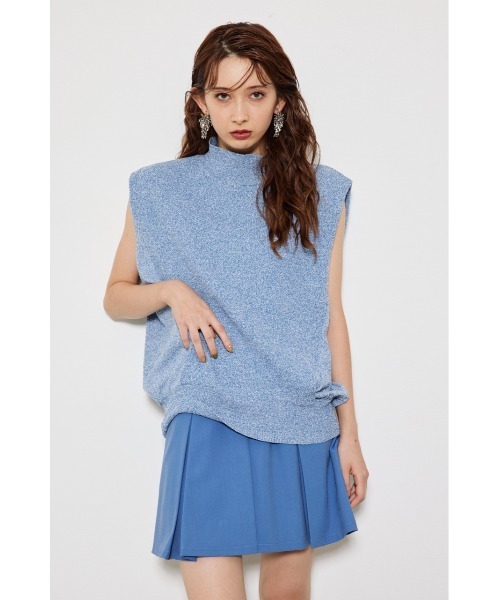 rienda（リエンダ）の「タックショルダーニットトップス 春服 秋服 ノースリーブトップス（ニット/セーター・レディース・ブラック/ブルー/ベージュ・FREE）」の9枚目の写真