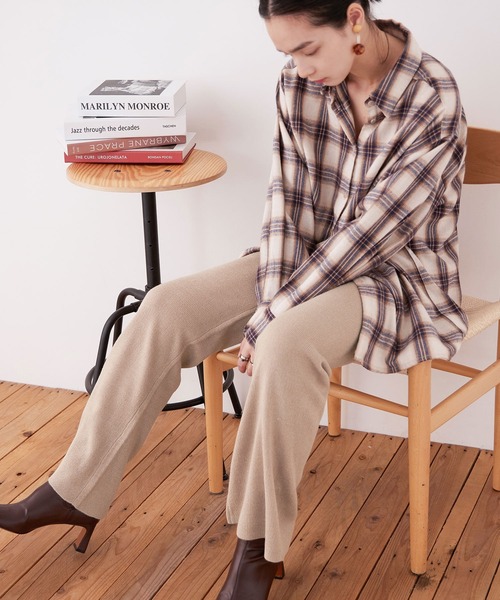 Fashion Letter(ファッションレター)の「【M-5L】ニットフレアパンツ(その他パンツ・レディース・ベージュ/ネイビー/ブラック・M~L/LL~3L/4L~5L)」の4枚目の写真