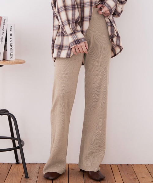 Fashion Letter(ファッションレター)の「【M-5L】ニットフレアパンツ(その他パンツ・レディース・ベージュ/ネイビー/ブラック・M~L/LL~3L/4L~5L)」の9枚目の写真