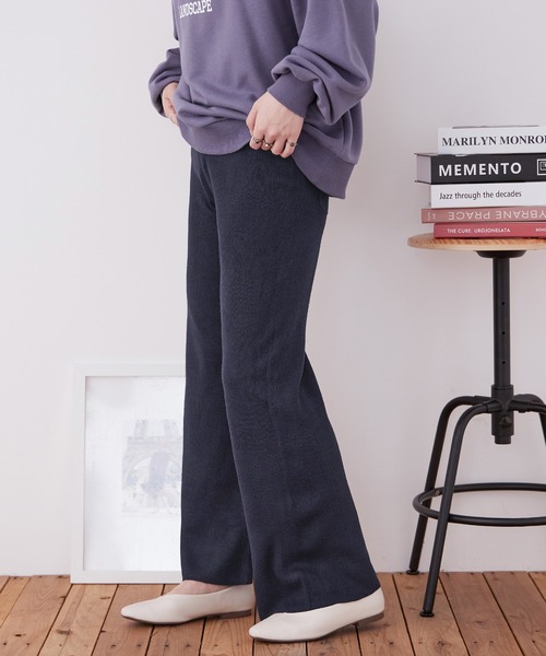 Fashion Letter(ファッションレター)の「【M-5L】ニットフレアパンツ(その他パンツ・レディース・ベージュ/ネイビー/ブラック・M~L/LL~3L/4L~5L)」の6枚目の写真