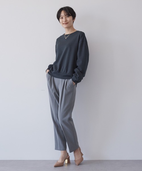 AMERICAN HOLIC（アメリカンホリック）の「ミニ裏毛袖ボリュームカットプルオーバー（Tシャツ/カットソー・レディース・その他7/ブラック/ホワイト・L/M）」の5枚目の写真