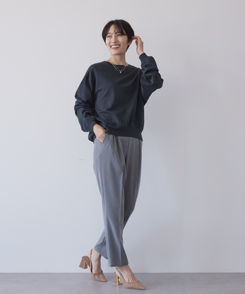 AMERICAN HOLIC（アメリカンホリック）の「ミニ裏毛袖ボリュームカットプルオーバー（Tシャツ/カットソー・レディース・その他7/ブラック/ホワイト・L/M）」の6枚目の写真