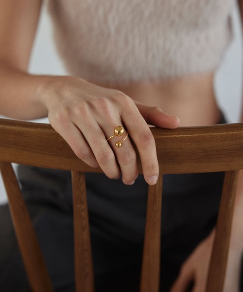 CENE（セネ）の「【CENE】セネ/ダブルボールリング（リング・レディース・ピンクゴールド/ゴールド/シルバー・#9/#11/#13）」の4枚目の写真