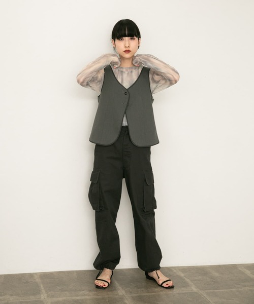 KBF（ケイビーエフ）の「レイヤードチュールトップス（Tシャツ/カットソー・レディース・グリーン系その他/ブラウン系その他・ONE）」の4枚目の写真