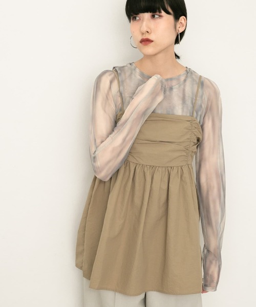 KBF（ケイビーエフ）の「レイヤードチュールトップス（Tシャツ/カットソー・レディース・グリーン系その他/ブラウン系その他・ONE）」の5枚目の写真