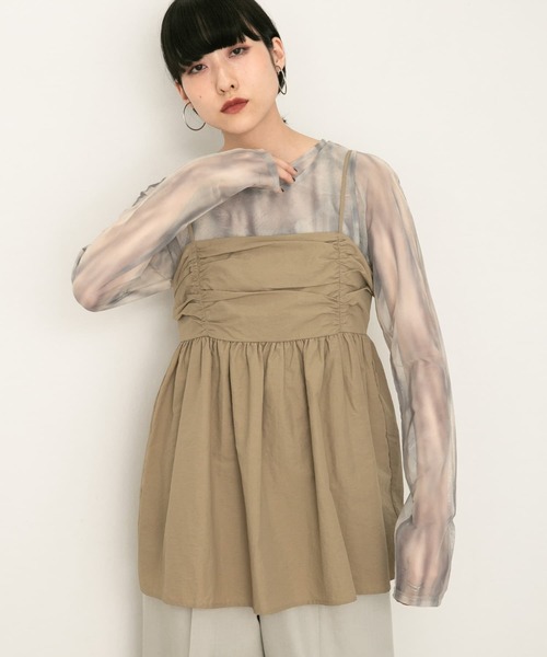 KBF（ケイビーエフ）の「レイヤードチュールトップス（Tシャツ/カットソー・レディース・グリーン系その他/ブラウン系その他・ONE）」の6枚目の写真