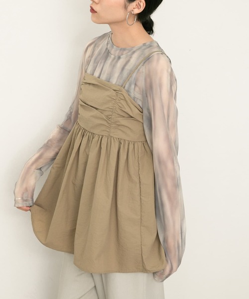 KBF（ケイビーエフ）の「レイヤードチュールトップス（Tシャツ/カットソー・レディース・グリーン系その他/ブラウン系その他・ONE）」の7枚目の写真