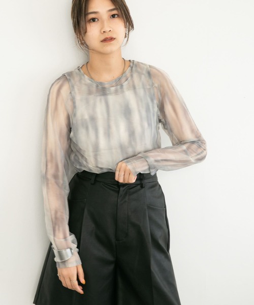 KBF（ケイビーエフ）の「レイヤードチュールトップス（Tシャツ/カットソー・レディース・グリーン系その他/ブラウン系その他・ONE）」の11枚目の写真