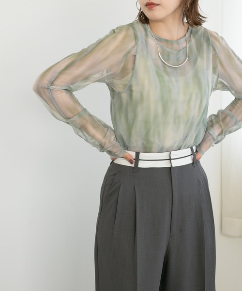 KBF（ケイビーエフ）の「レイヤードチュールトップス（Tシャツ/カットソー・レディース・グリーン系その他/ブラウン系その他・ONE）」の18枚目の写真