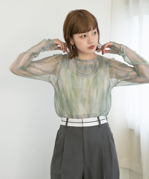 KBF（ケイビーエフ）の「レイヤードチュールトップス（Tシャツ/カットソー・レディース・グリーン系その他/ブラウン系その他・ONE）」の21枚目の写真