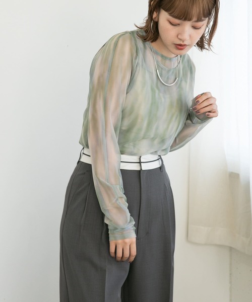 KBF（ケイビーエフ）の「レイヤードチュールトップス（Tシャツ/カットソー・レディース・グリーン系その他/ブラウン系その他・ONE）」の22枚目の写真