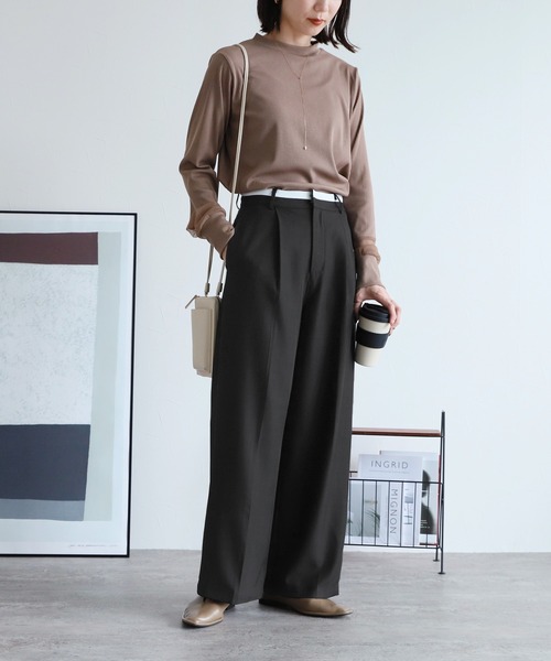 reca（レカ）の「ウエストデザインスラックスパンツ（スラックス・レディース・ライトグレー/ブラック・M/L）」の6枚目の写真