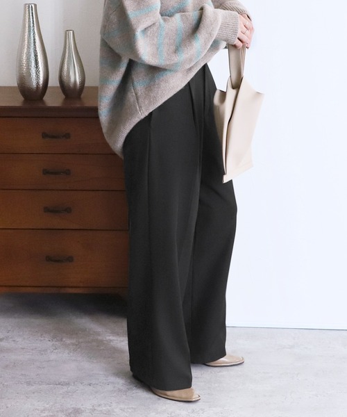 reca（レカ）の「ウエストデザインスラックスパンツ（スラックス・レディース・ライトグレー/ブラック・M/L）」の4枚目の写真