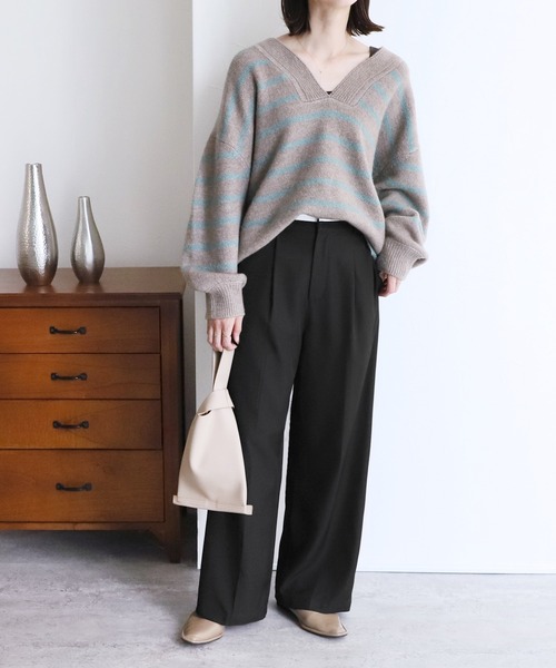 reca（レカ）の「ウエストデザインスラックスパンツ（スラックス・レディース・ライトグレー/ブラック・M/L）」の5枚目の写真