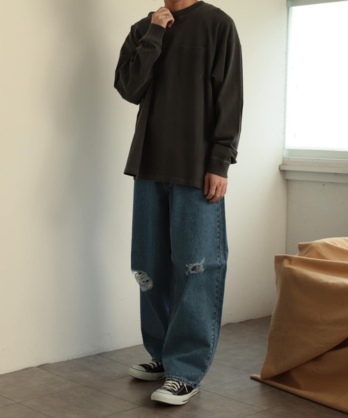 SENSE OF PLACE by URBAN RESEARCH（センスオブプレイスバイアーバンリサーチ）の「フェードルーズポケットロングスリーブTシャツ（Tシャツ/カットソー・メンズ・ライトベージュ/ブラック/ブルー・LARGE/MEDIUM）」の16枚目の写真