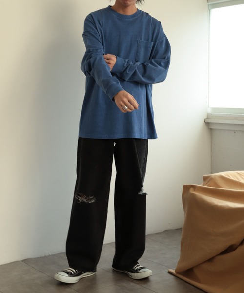 SENSE OF PLACE by URBAN RESEARCH（センスオブプレイスバイアーバンリサーチ）の「フェードルーズポケットロングスリーブTシャツ（Tシャツ/カットソー・メンズ・ライトベージュ/ブラック/ブルー・LARGE/MEDIUM）」の22枚目の写真