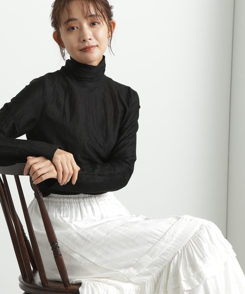 N.（N. Natural Beauty Basic）（エヌエヌナチュラルビューティーベーシック）の「◆シアーハイネックインナー（Tシャツ/カットソー・レディース・オフホワイト/ブラック・MEDIUM）」の12枚目の写真