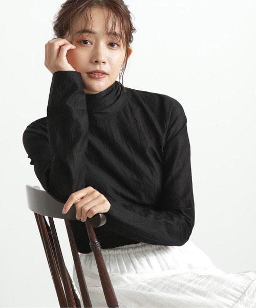 N.（N. Natural Beauty Basic）（エヌエヌナチュラルビューティーベーシック）の「◆シアーハイネックインナー（Tシャツ/カットソー・レディース・オフホワイト/ブラック・MEDIUM）」の11枚目の写真