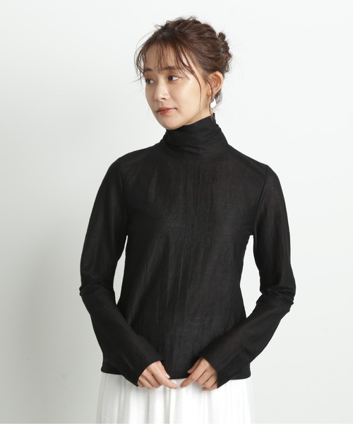 N.（N. Natural Beauty Basic）（エヌエヌナチュラルビューティーベーシック）の「◆シアーハイネックインナー（Tシャツ/カットソー・レディース・オフホワイト/ブラック・MEDIUM）」の18枚目の写真