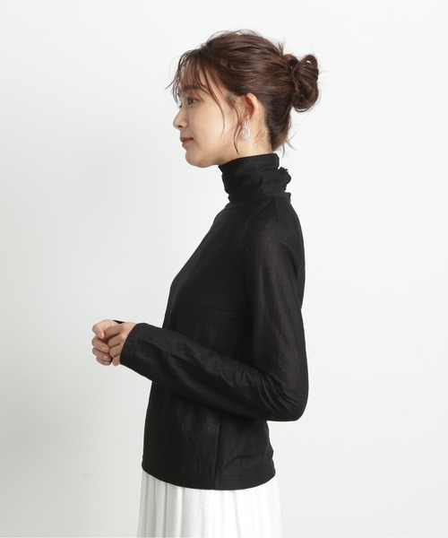 N.（N. Natural Beauty Basic）（エヌエヌナチュラルビューティーベーシック）の「◆シアーハイネックインナー（Tシャツ/カットソー・レディース・オフホワイト/ブラック・MEDIUM）」の19枚目の写真