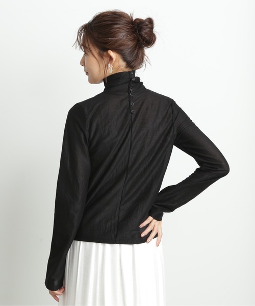 N.（N. Natural Beauty Basic）（エヌエヌナチュラルビューティーベーシック）の「◆シアーハイネックインナー（Tシャツ/カットソー・レディース・オフホワイト/ブラック・MEDIUM）」の20枚目の写真