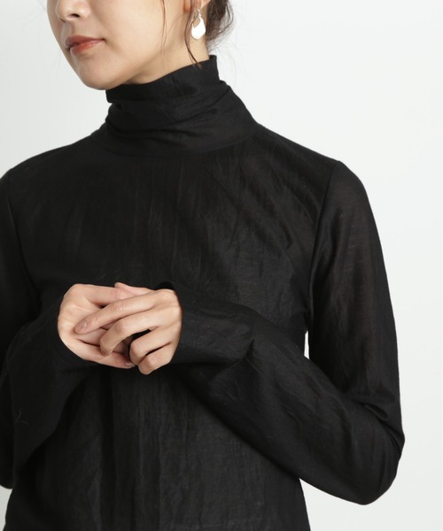 N.（N. Natural Beauty Basic）（エヌエヌナチュラルビューティーベーシック）の「◆シアーハイネックインナー（Tシャツ/カットソー・レディース・オフホワイト/ブラック・MEDIUM）」の21枚目の写真