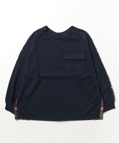 sandy（サンディー）の「sandy/裏毛ｘネルチェックプルオーバー（スウェット・レディース・杢グレー/ブラック/ネイビー・FREE）」の3枚目の写真