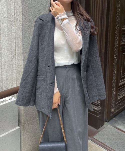 Ambre Ciel（アンブルシエル）の「ラメシアーハイネックトップス／【WEB/EC限定商品】（Tシャツ/カットソー・レディース・スモークピンク/ブラック/チャコールグレー/オフホワイト・FREE）」の14枚目の写真