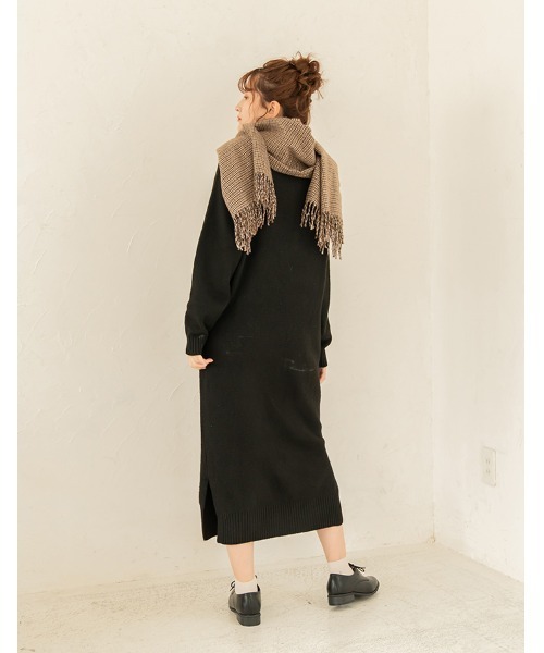 chocomee(チョコミー)の「half zip one-piece(デニムパンツ・レディース・ブラック・FREE)」の7枚目の写真