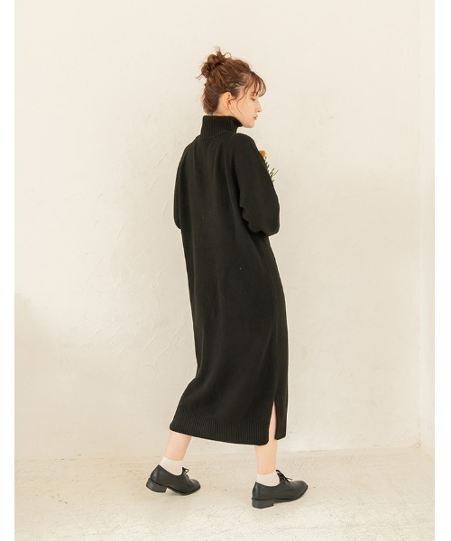 chocomee(チョコミー)の「half zip one-piece(デニムパンツ・レディース・ブラック・FREE)」の9枚目の写真