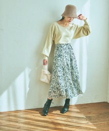 mysty woman | ニットドッキング花ワンピース　990329(ワンピース)