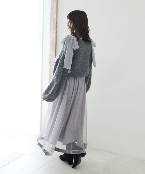 MAJESTIC LEGON(マジェスティックレゴン)の「ブークレショートニット(ニット/セーター・レディース・ピンク/アイボリー/チャコールグレー・MEDIUM)」の20枚目の写真