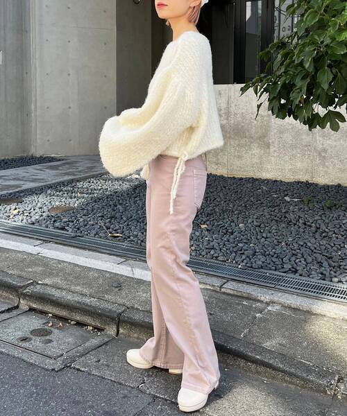 MAJESTIC LEGON(マジェスティックレゴン)の「ブークレショートニット(ニット/セーター・レディース・ピンク/アイボリー/チャコールグレー・MEDIUM)」の8枚目の写真