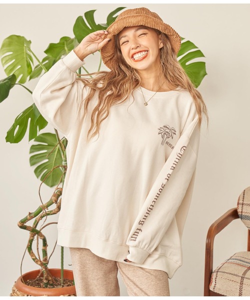 anap mimpi（アナップミンピ）の「パームツリー 刺繍 裏起毛 スウェット トレーナー（スウェット・レディース・ピンク/ブラック/ベージュ系その他・FREE）」の10枚目の写真