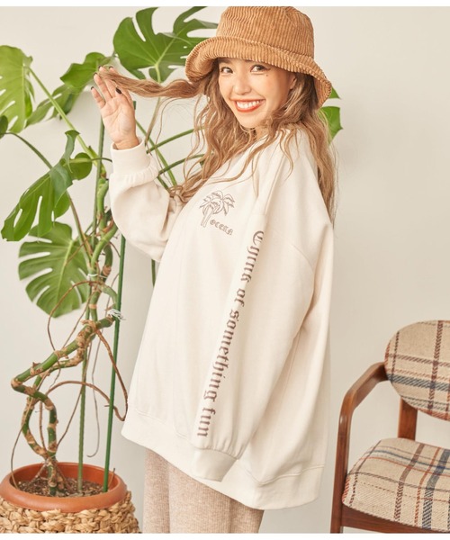 anap mimpi（アナップミンピ）の「パームツリー 刺繍 裏起毛 スウェット トレーナー（スウェット・レディース・ピンク/ブラック/ベージュ系その他・FREE）」の12枚目の写真