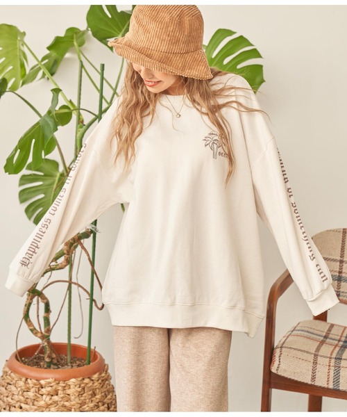 anap mimpi（アナップミンピ）の「パームツリー 刺繍 裏起毛 スウェット トレーナー（スウェット・レディース・ピンク/ブラック/ベージュ系その他・FREE）」の13枚目の写真