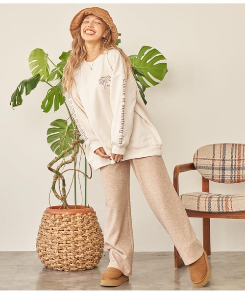 anap mimpi（アナップミンピ）の「パームツリー 刺繍 裏起毛 スウェット トレーナー（スウェット・レディース・ピンク/ブラック/ベージュ系その他・FREE）」の14枚目の写真