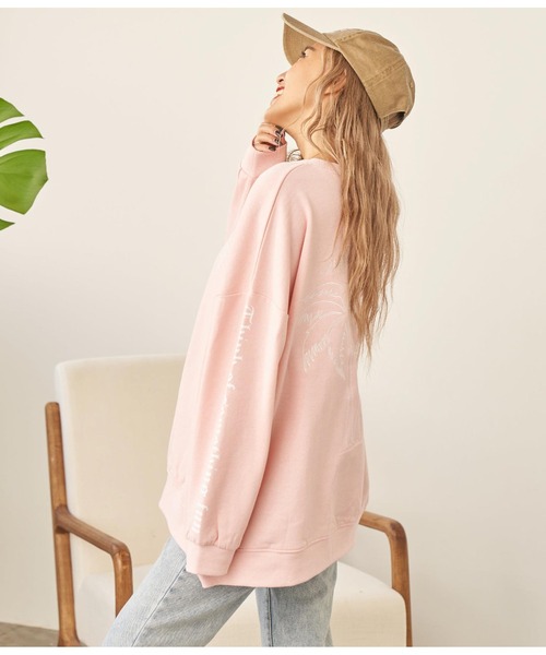 anap mimpi（アナップミンピ）の「パームツリー 刺繍 裏起毛 スウェット トレーナー（スウェット・レディース・ピンク/ブラック/ベージュ系その他・FREE）」の18枚目の写真