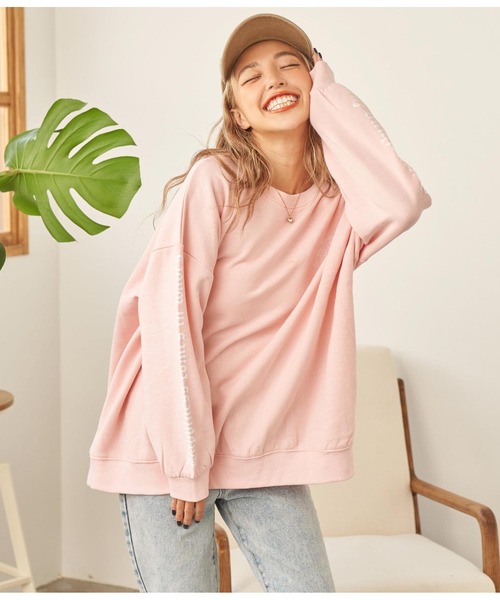 anap mimpi（アナップミンピ）の「パームツリー 刺繍 裏起毛 スウェット トレーナー（スウェット・レディース・ピンク/ブラック/ベージュ系その他・FREE）」の19枚目の写真